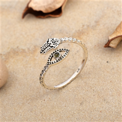 Sterling Silver Evil Eye Hamsa Ring