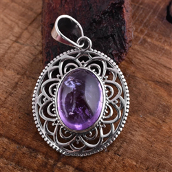 Handmade Oval Amethyst Pendant