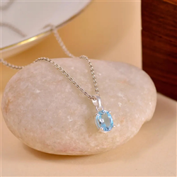 Blue Topaz Sterling Silver Pendant