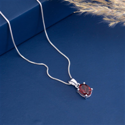 Boho Garnet Silver Pendant Necklace