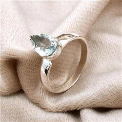 Sterling Silver Solitaire Aquamarine Ring