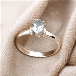 Aquamarine Sterling Silver Solitaire Ring