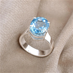 Blue Topaz Sterling Silver Solitaire Ring