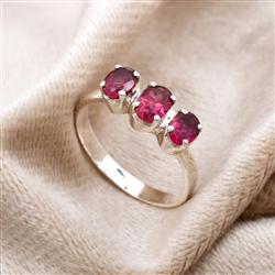 Natural Tourmaline Three Stone Ring 