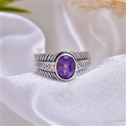 Oval Amethyst Sterling Silver Ring